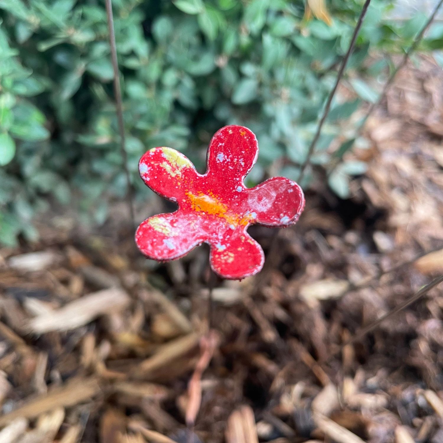 Copper Flower Small - Plant Stake, Color: Red