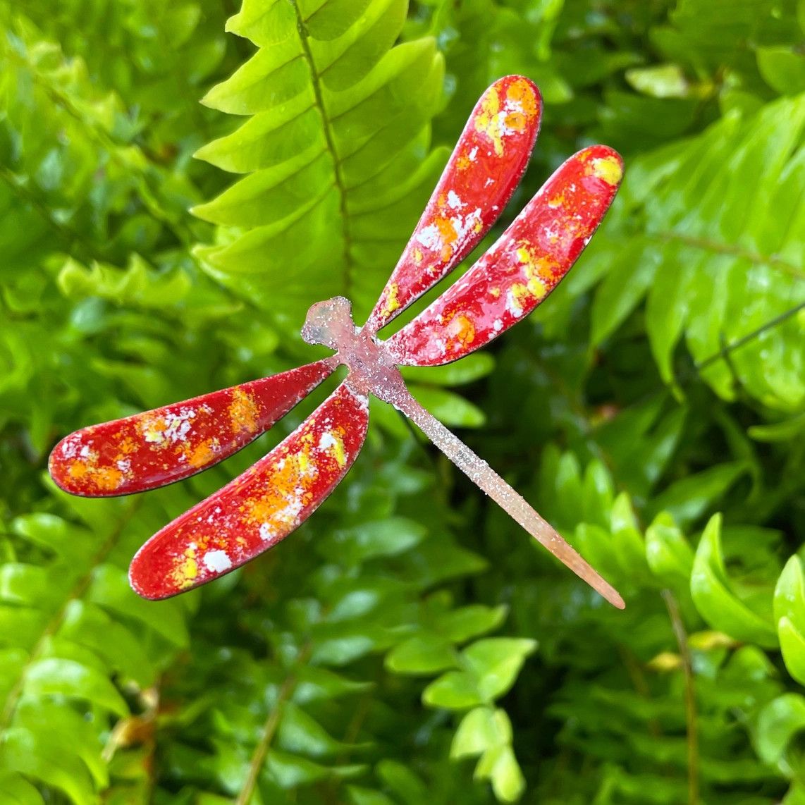 Copper Dragonfly Medium -, Color: Red