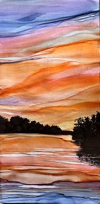ESCAPE #2415 | 12"X24" | ALCOHOL INK ON ALUMINUM