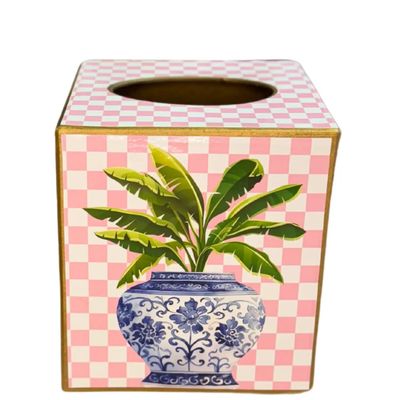 PAPER MACHE KLEENEX BOX - CHINOISERIE AND DRAGONFLY