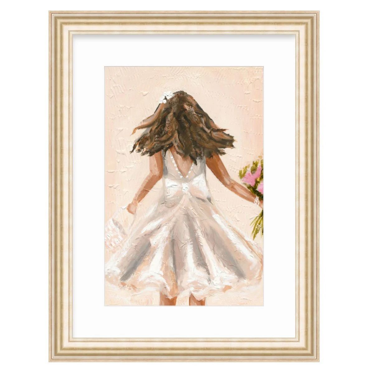 An unframed 8x10 paper art print featuring a soft, whimsical illustration of a young girl wearing a dress