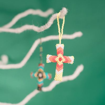 CROSS BEADED ORNAMENT - ASSORTED COLORS