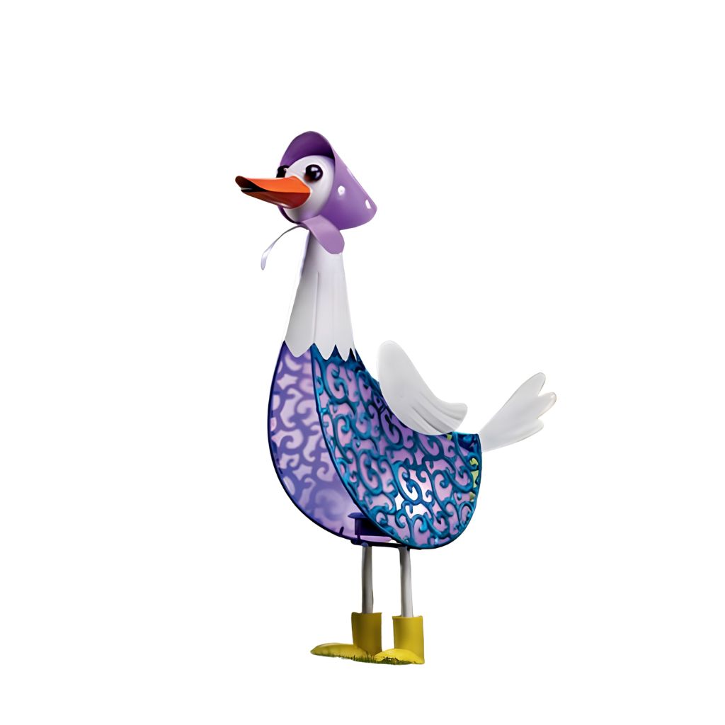 20in Solar Colorful Metal Duck w/ Bonnet