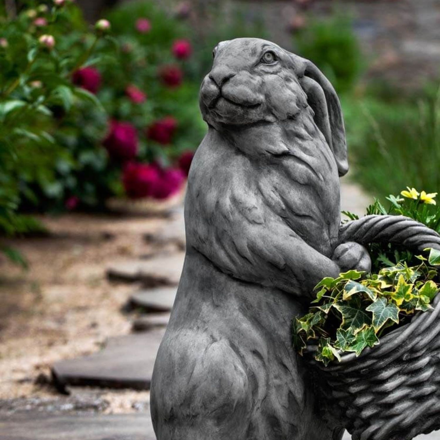SPRING HARE STONE STATUE IN ALPINE STONE