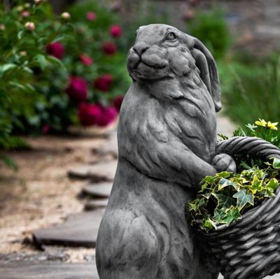 SPRING HARE STONE STATUE IN ALPINE STONE