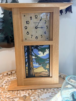 Craftsman Wall Clock w/6x8 Motawi Tile | Natural Finish