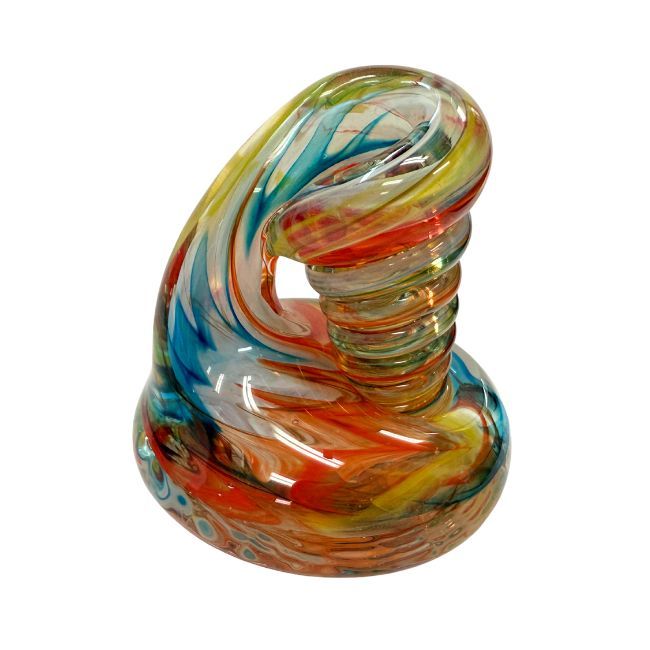 HAND BLOWN GLASS PEN HOLDER, Color: ORANGE YELLOW BLUE