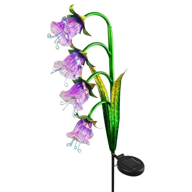 Bluebell Glass Solar Stake -, Color: Pink