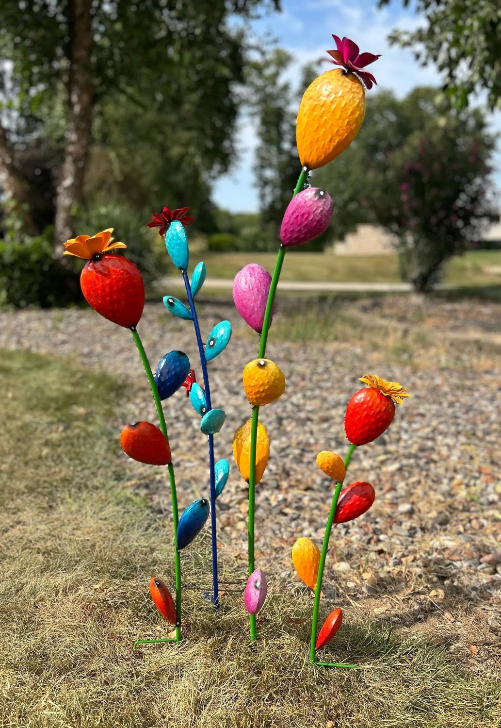 Prickly Stem Cactus Stake -, Color: Red/Yellow, Size: Small