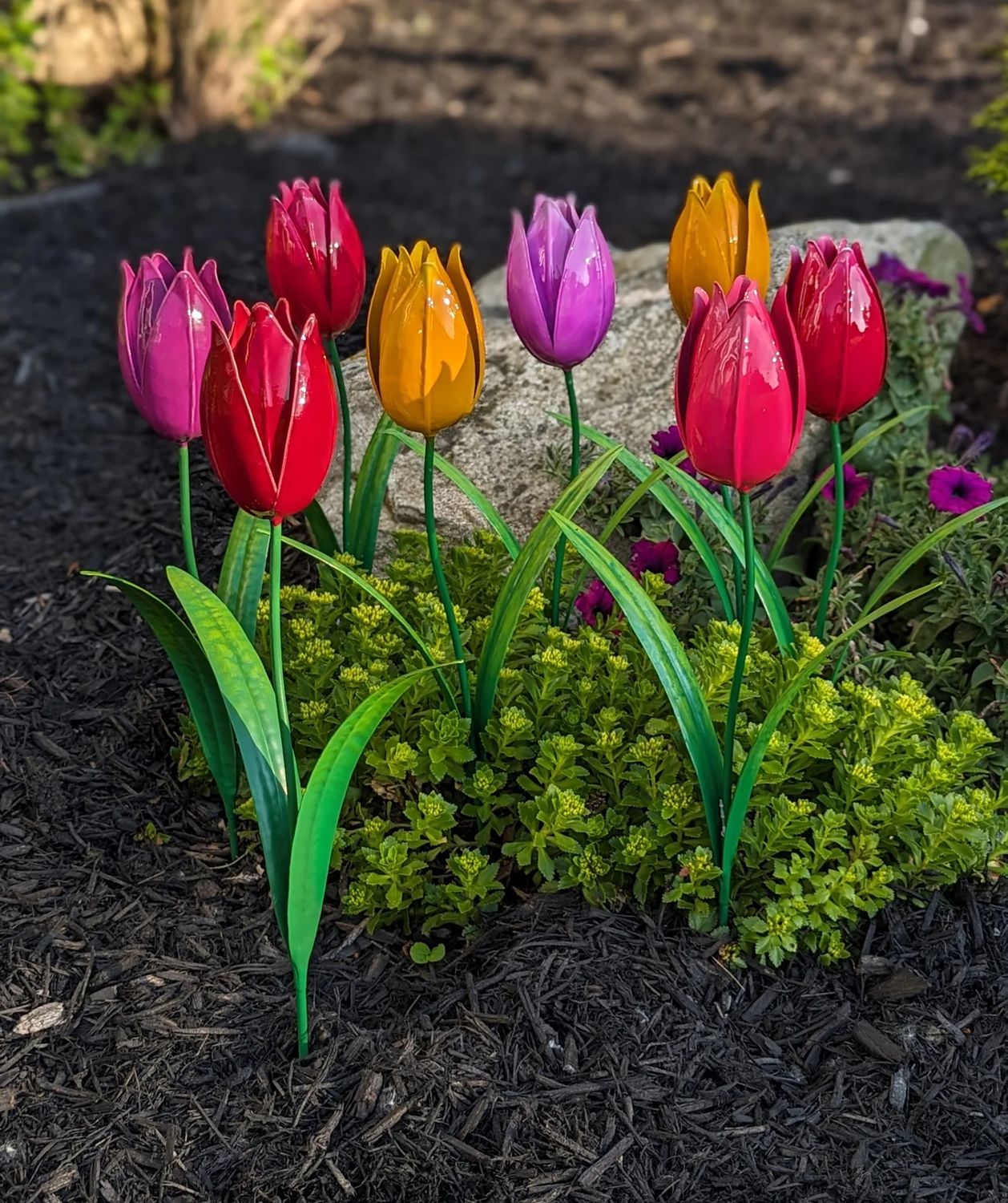 Bold Tulip Garden Stake 22in, Color: Purple