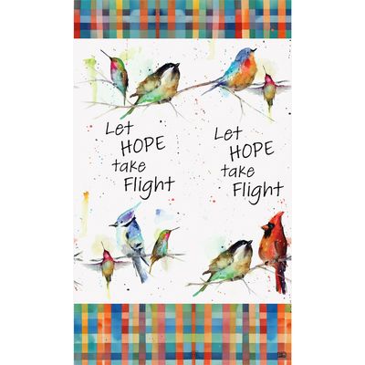 Close-up of the watercolor birds on a wire design with soft pastel blue and green tones.