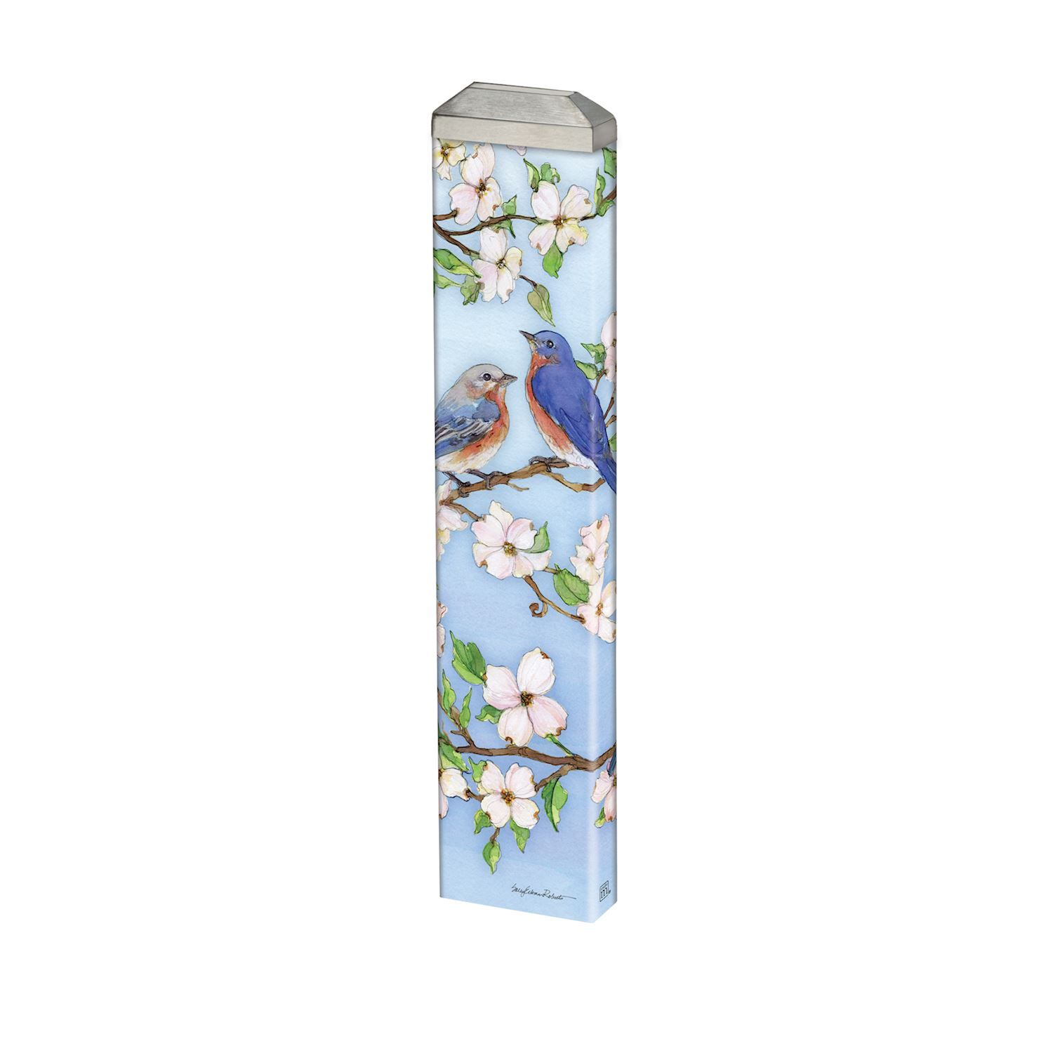 Dogwoods and Bluebirds 13" Mini Art Pole