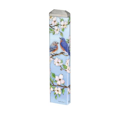 13-inch Dogwoods and Bluebirds Mini Art Pole featuring the text "Forever in Our Hearts."