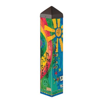 Side view of the 20-inch decorative garden pole showing colorful hand-painted style motifs.