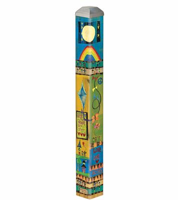 Vertical view of the Kindness Matters pole featuring "Play, Learn, Love, Respect" text.