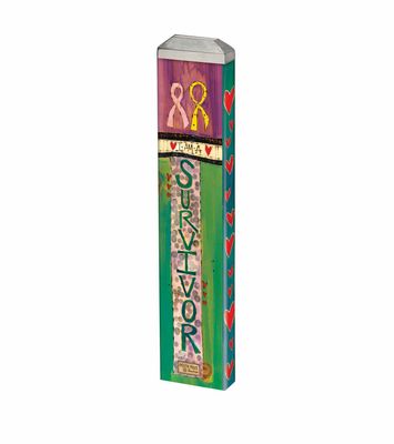 13-inch I'm a Survivor Mini Art Pole with "Hope" text and pink ribbon motifs.