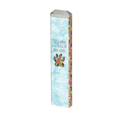 13-inch Dogs Leave Paw Prints on Your Heart Mini Art Pole with paw print designs.
