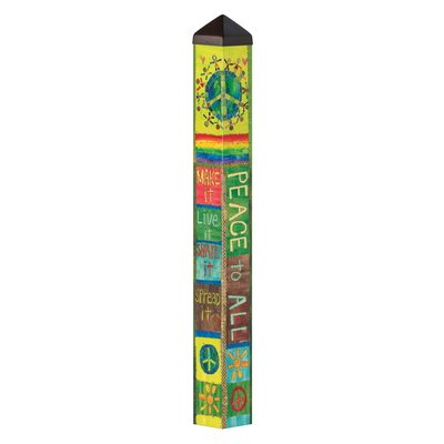 40-inch Peace and Love Art Pole featuring vibrant mosaic patterns and uplifting messages.