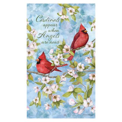 3-inch Little Cardinal Dogwood Mini Art Pole featuring red cardinals and white flowers.