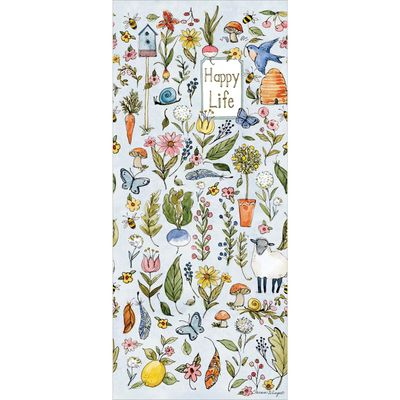 16-inch Happy Life Mini Art Pole with "Happy Life" text and soft sunlit floral illustrations.