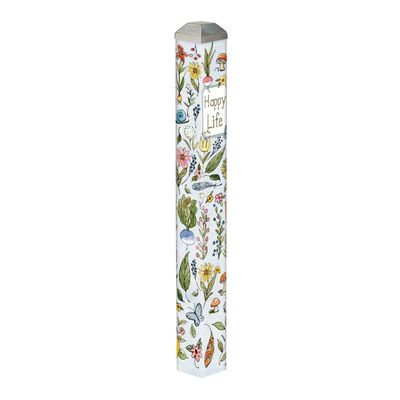 16-inch Happy Life Mini Art Pole with "Happy Life" text and soft sunlit floral illustrations.