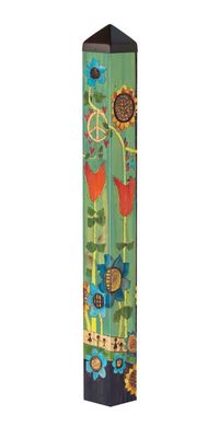 40-inch Where Love Grows Art Pole by Studio M with colorful flowers and hearts.