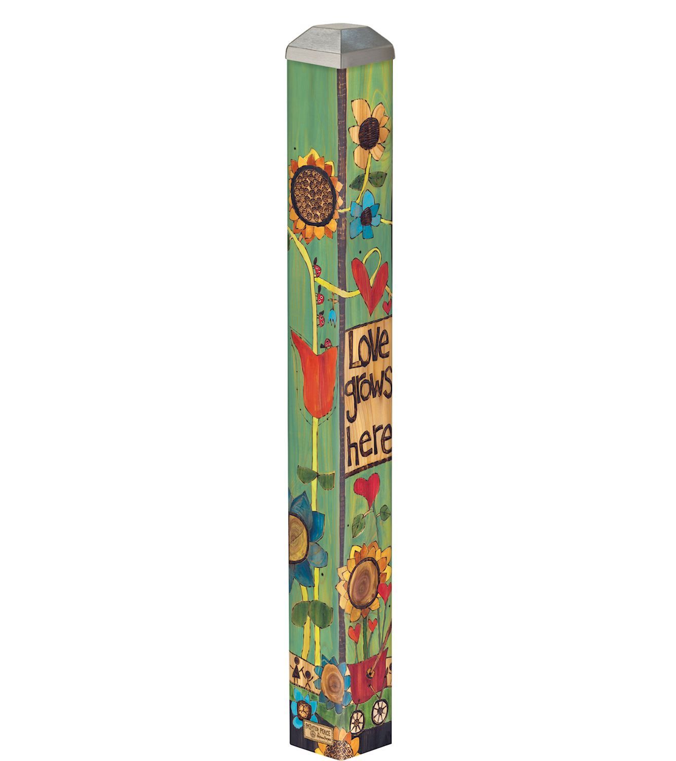 MINI ART POLE 16" LOVE GROWS HERE PL5058