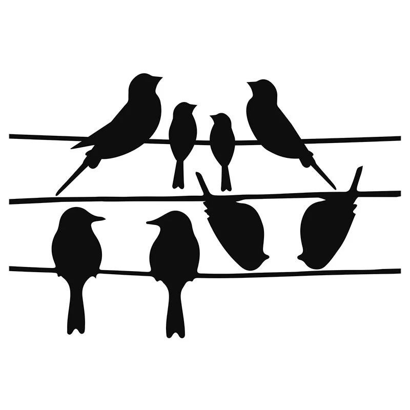 WINDOW STICKERS - BIRD ON WIRE