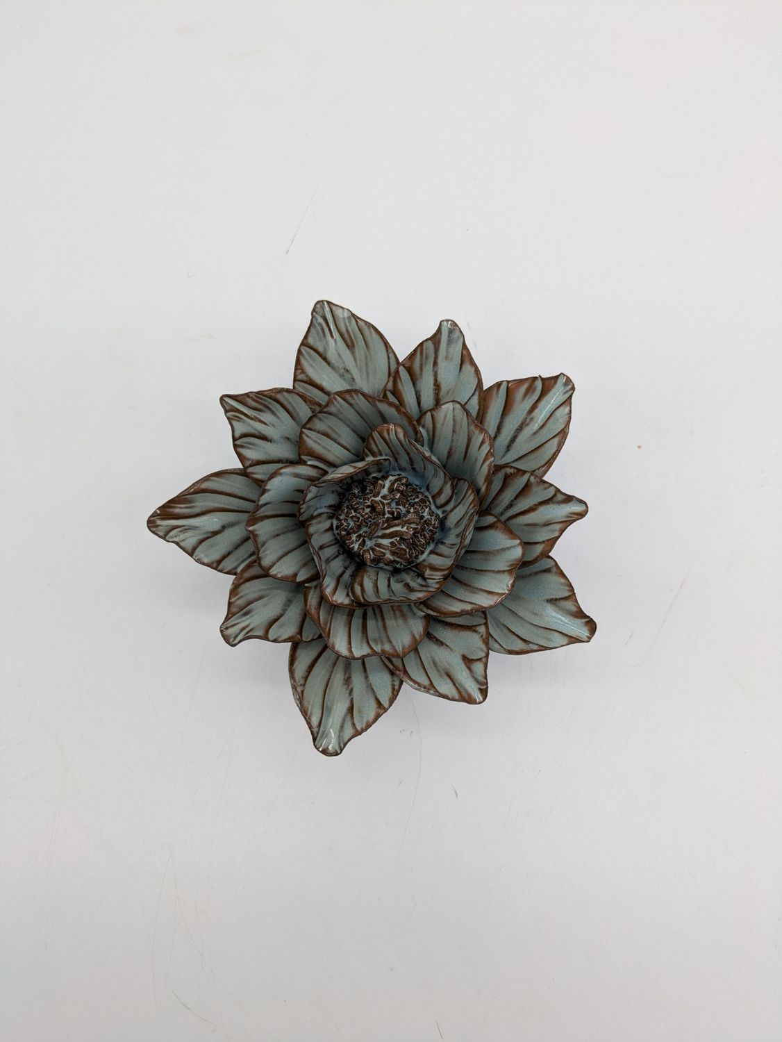 Cactus Lily Ceramic Flower, Blue Gray – Small