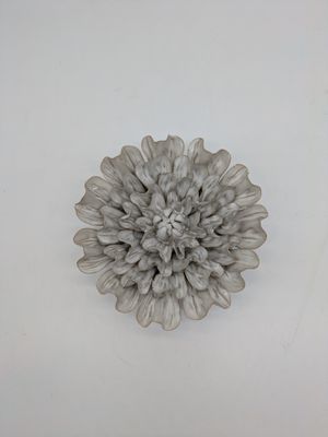 White Ruffled Flower Ceramic Flower, Rose – Large