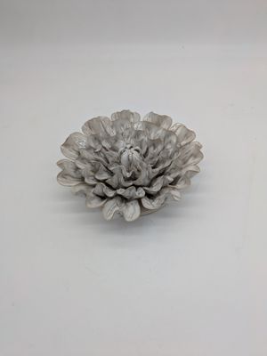White Ruffled Flower Ceramic Flower, Rose – Large