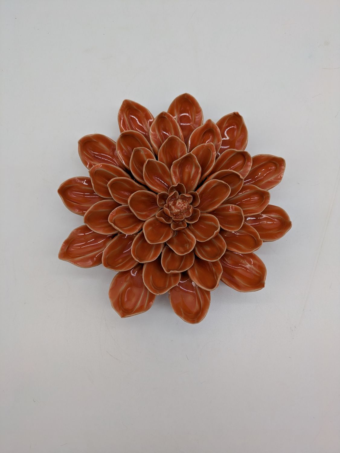 Dahlia Ceramic Flower, Orange – Large