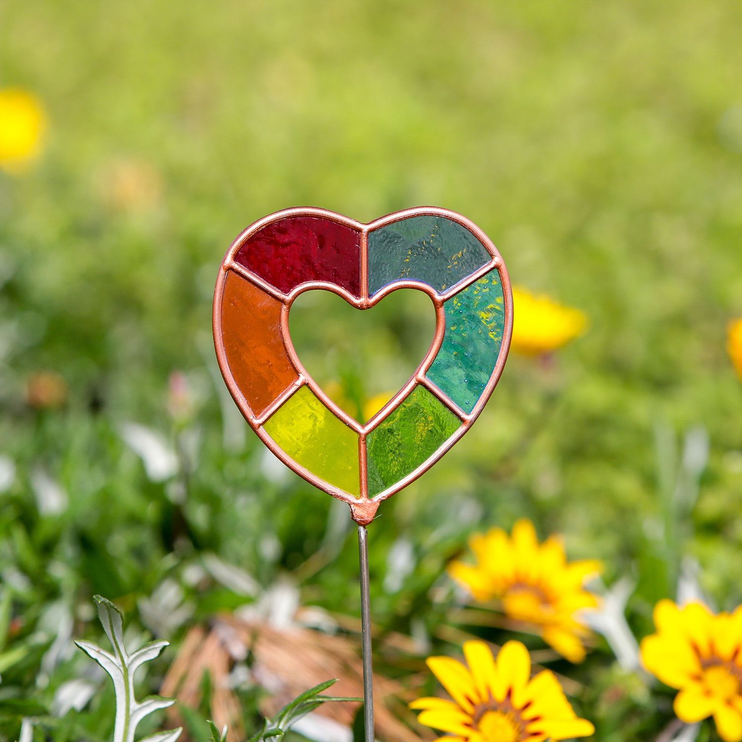 Stained Glass Pot Stake - Heart