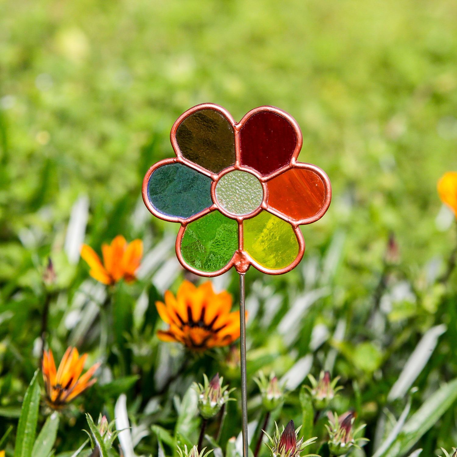Stained Glass Pot Stake - Flower