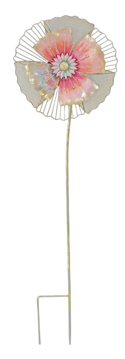 Colorful Metal Flower Stake-Light Pink