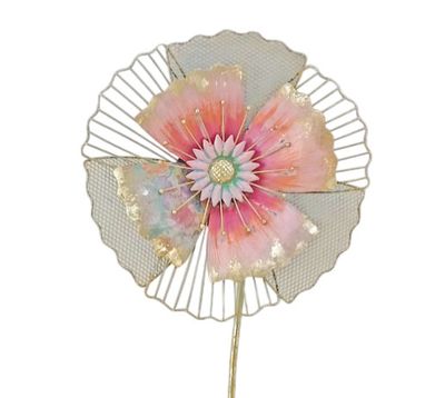 Colorful Metal Flower Stake-Light Pink