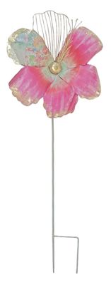 Colorful Metal Flower Stake-Magenta