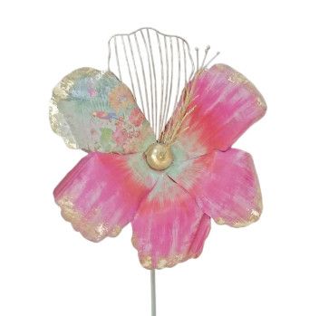 Colorful Metal Flower Stake-Magenta