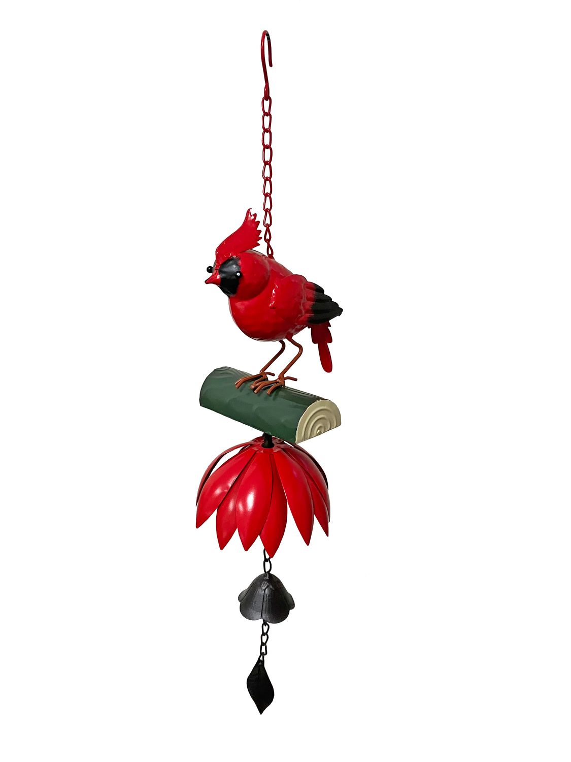 Colorful Metal Cardinal Ornament with a Bell