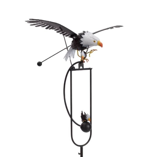 Rustic Metal Bird Balancer w/ Minis Stake-Eagle