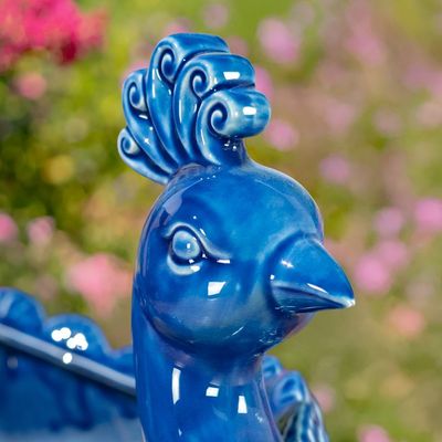 18.5" Hand Painted Ceramic Peacock Planter "Koni"