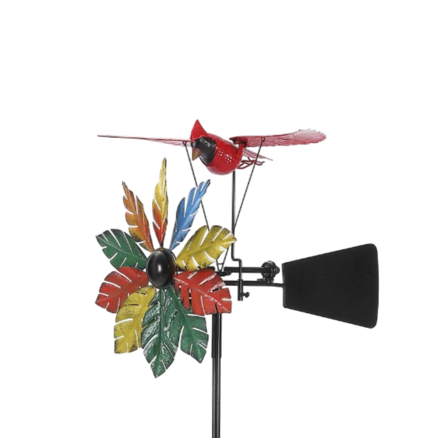 Colorful Metal Windmill Stake-Red Cardinal