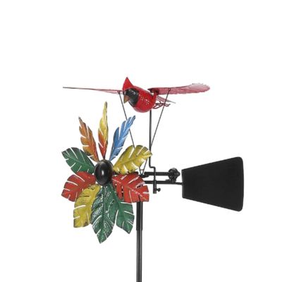 Colorful Metal Windmill Stake-Red Cardinal