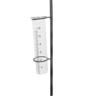 Solar Lighted Dragonfly  Rain Gauge Stake with Painted Glass Front and Meshed Metal Back