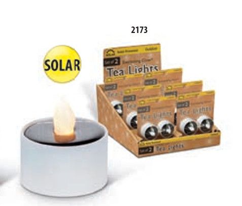 2-PIECE FLICKERING WARM WHITE LED SOLAR TEA LIGHT