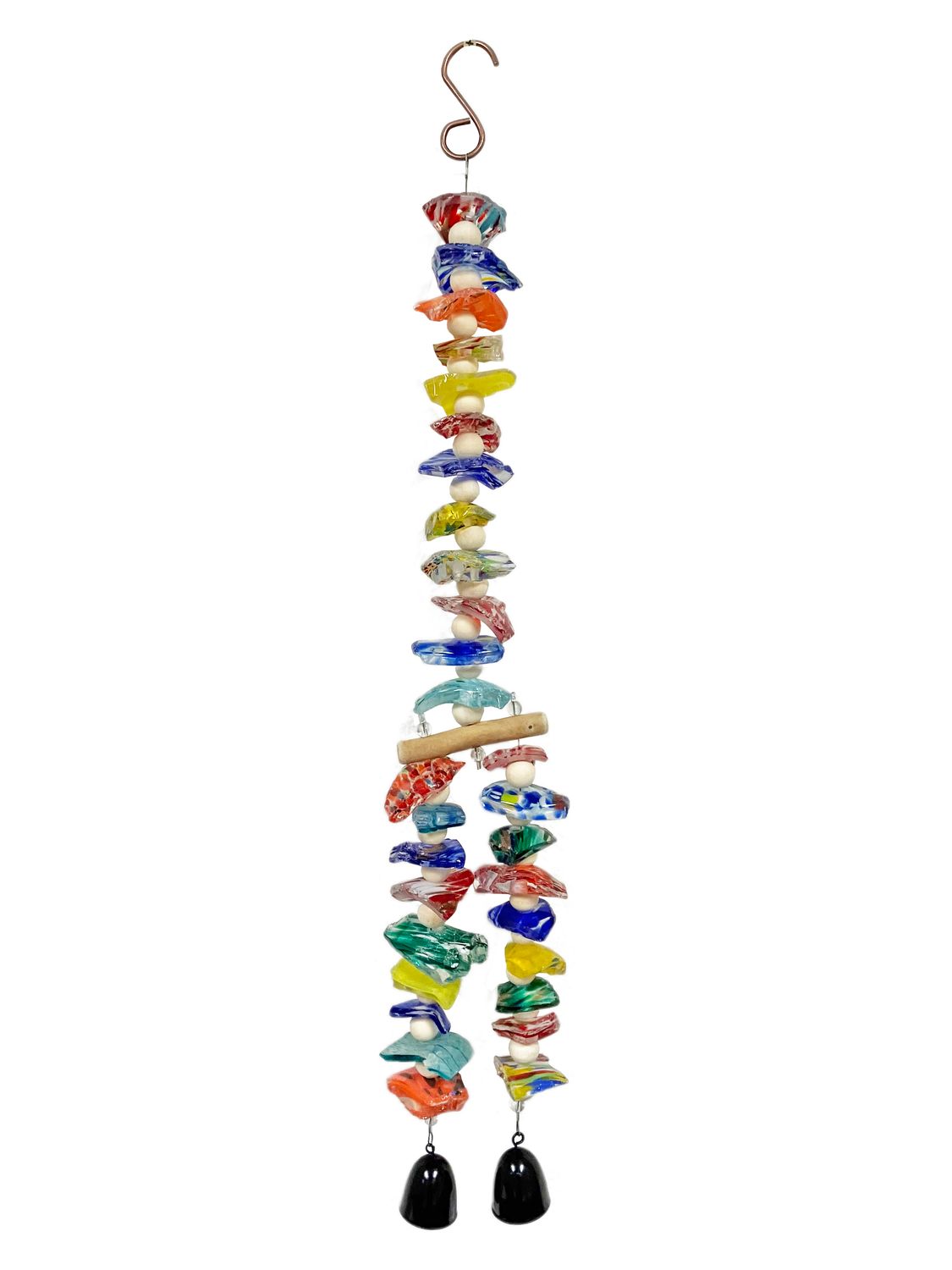 Colorful Glass Shards Hanging Suncatcher with Bells