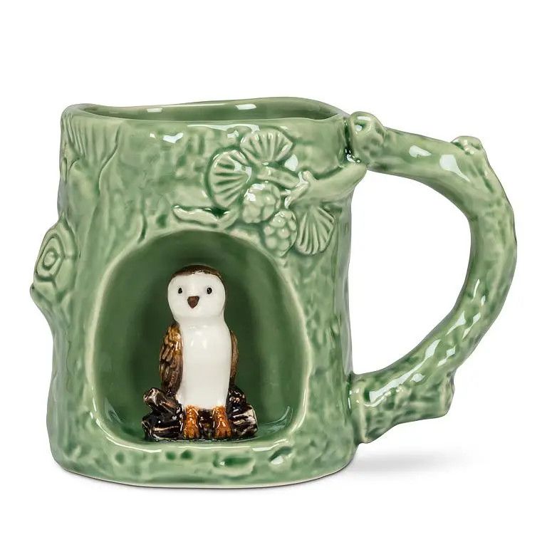 Barn Owl Tree Look Mug with Alcove  - 4"H