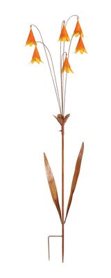 13"x12"x53"H  Metal Flower Stake - Orange