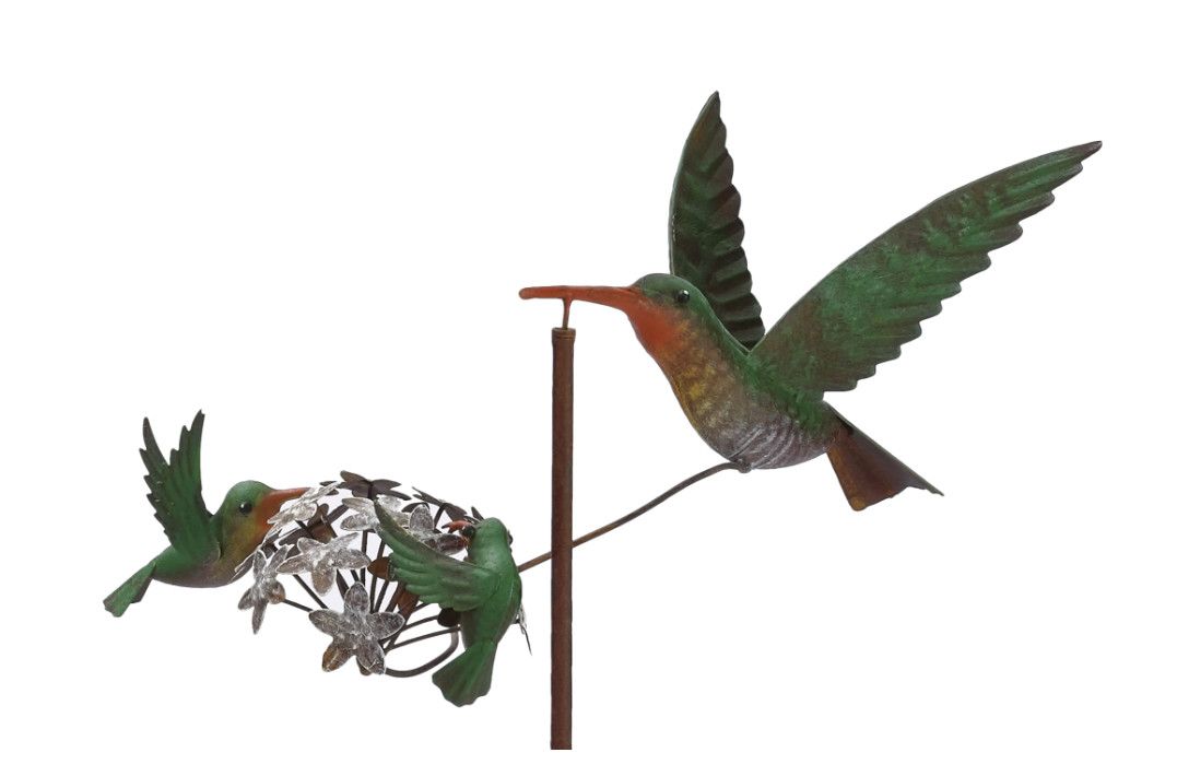 18"x9"x50"H Metal Balancer Stake - Hummingbirds