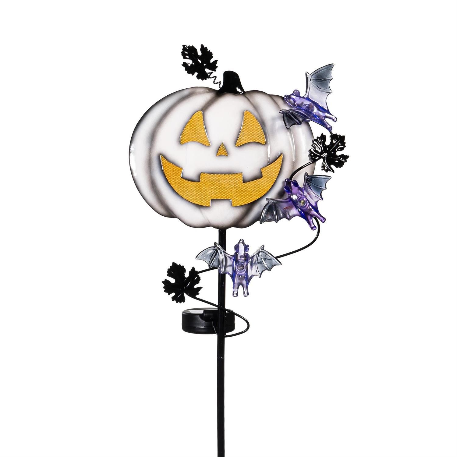 Jack O'Lantern Solar Garden Stake - White